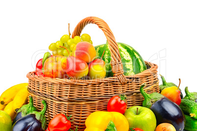 collection fruit and vegetable in basket