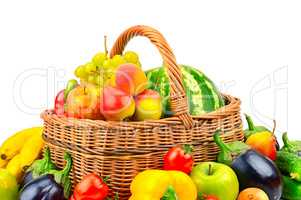 collection fruit and vegetable in basket