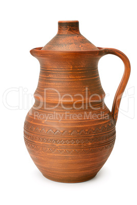 Clay jug isolated on white