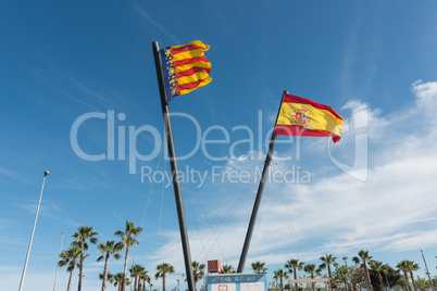 Flaggen Spaniens und der Stadt Valencia