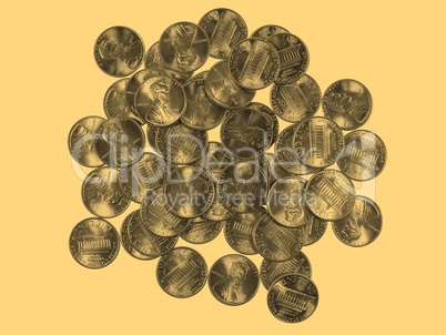 Dollar coins 1 cent wheat penny cent - vintage