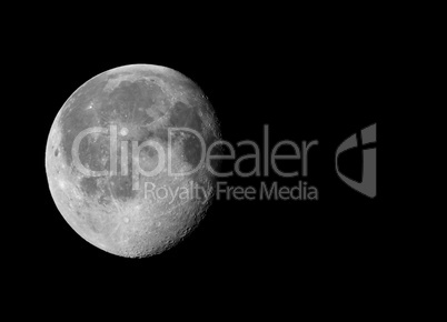 Waning gibbous moon with copy space
