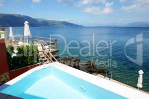 The swimming pool near beach at luxury hotel, Corfu, Greece