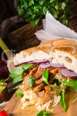 Gyros pita with wild garlic