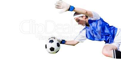 Woman goalkeeper stopping a goal