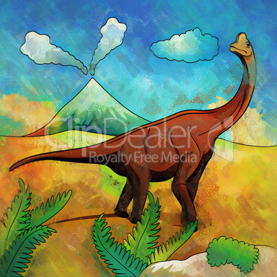 Dinosaur in the habitat. Illustration Of Brachiosaur
