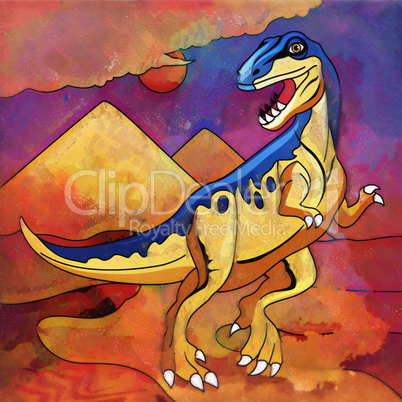 Dinosaur in the habitat. Illustration Of Staurikosaur