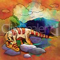 Dinosaur in the habitat. Illustration Of Heterodontosaur