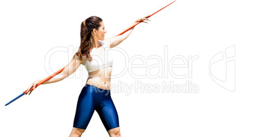 Sportswoman preparing to javelin throw