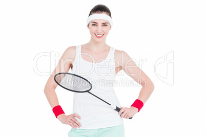 Female athlete playing badminton