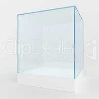 Empty glass showcase. 3d render. isolated on gray background