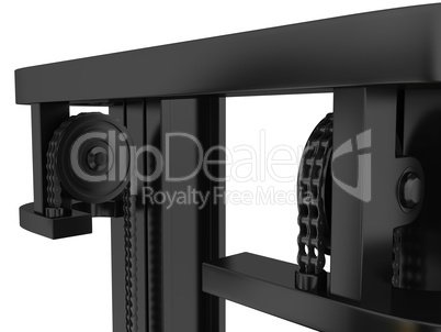 top loader mechanism of the forklift and chain drive. 3d rendering