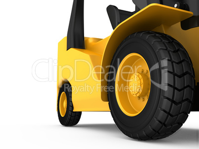 View close-up on the wheel cargo truck. 3d rendering