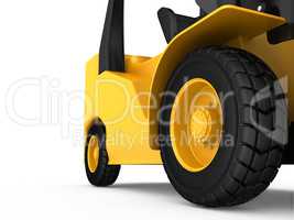 View close-up on the wheel cargo truck. 3d rendering