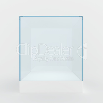 Empty glass showcase. 3d render. isolated on gray background