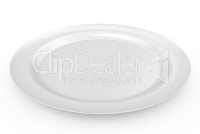 empty plate with shadow on white background. 3d rendering