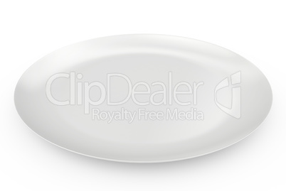 empty plate with shadow on white background. 3d rendering