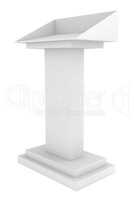 Speaker podium tribune rostrum stand. Isolated on white background. Debate, press conference.