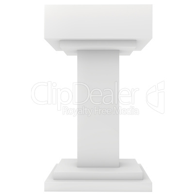 Speaker podium tribune rostrum stand. Isolated on white background. Debate, press conference.