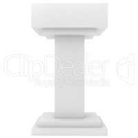 Speaker podium tribune rostrum stand. Isolated on white background. Debate, press conference.
