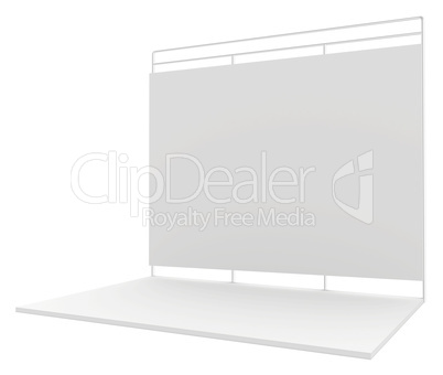 Blank exhibition stand. 3d render isolated on white background