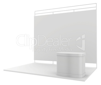 Blank exhibition stand. 3d render isolated on white background