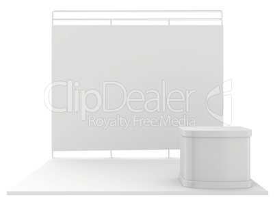 Blank exhibition stand. 3d render isolated on white background