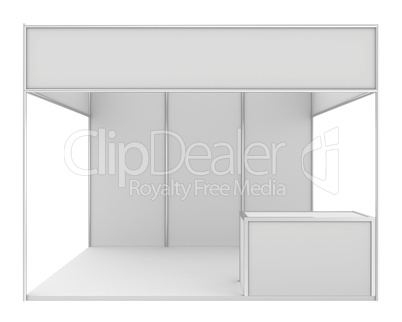 Blank exhibition stand. 3d render isolated on white background