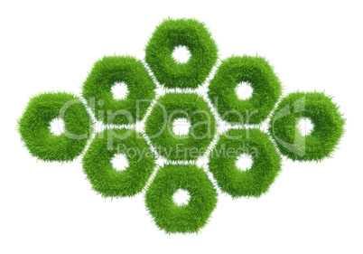 green grass hexagon. natural background texture.