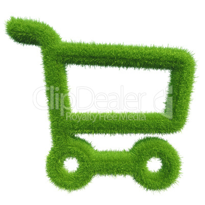 green grass shopping cart. natural background texture.