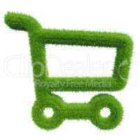 green grass shopping cart. natural background texture.