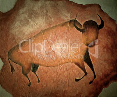 Bull like cave painting - primitive art