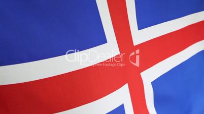 Closeup of national flag of Iceland