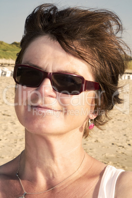 Woman on vacation at sea