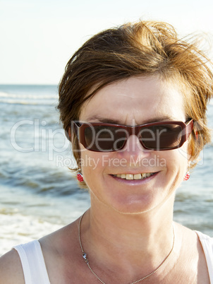 Woman on vacation at sea