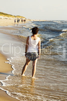 Woman on vacation at sea