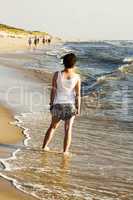 Woman on vacation at sea