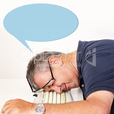 Man falls asleep on computer keyboard