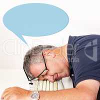 Man falls asleep on computer keyboard