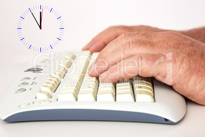 Hand on the computer keyboard with Digital Wall
