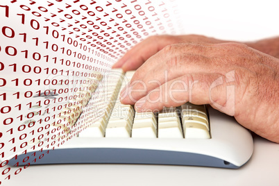 Hand on the computer keyboard with Digital Wall