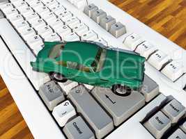 Grünes Auto auf Tastatur
