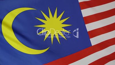 Closeup of Malaysian national flag in slow motion