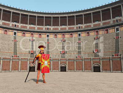 Kolosseum und Centurio im antiken Rom