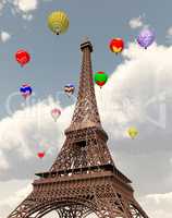 Eiffelturm und Heißluftballone