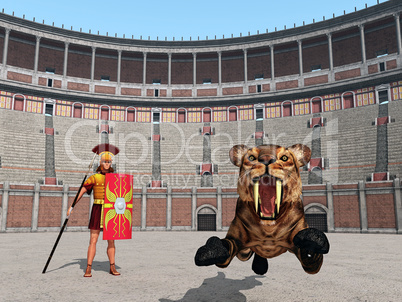 Tierangriff im Kolosseum im antiken Rom