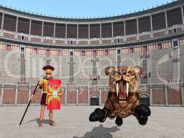 Tierangriff im Kolosseum im antiken Rom