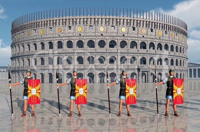 Legionäre und Kolosseum im antiken Rom