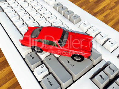 Rotes Auto auf Tastatur