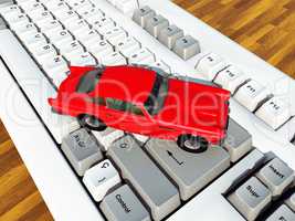 Rotes Auto auf Tastatur